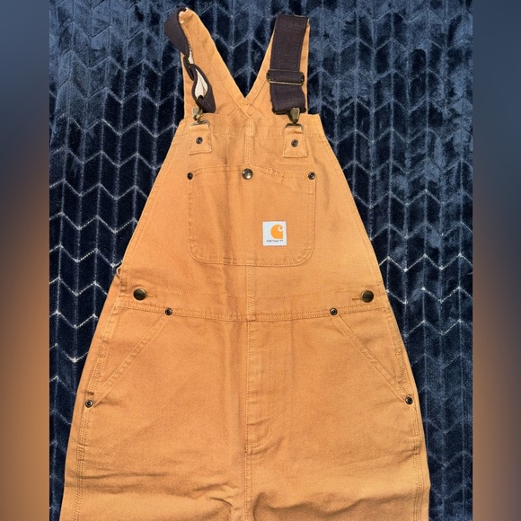 Carhartt Overalls Bibs Double Knee Kids Youth Chore Workwear Farm Utility Sz 10 - Picture 2 of 14